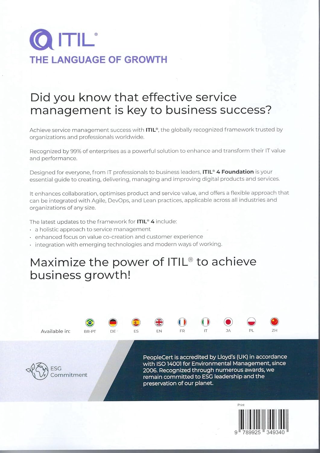ITIL® 4 Foundation Paperback – 1 Mar. 2025 – Free Postage Worldwide