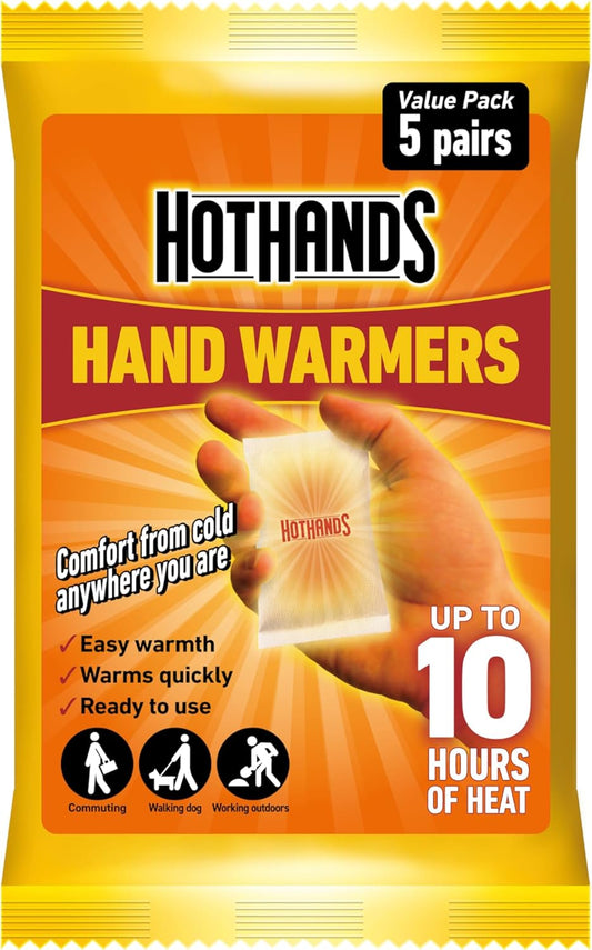 HotHands Hand Warmers - 5 Pairs - 10 hours of heat - Air activated - Ready to use - Free Postage Worldwide!