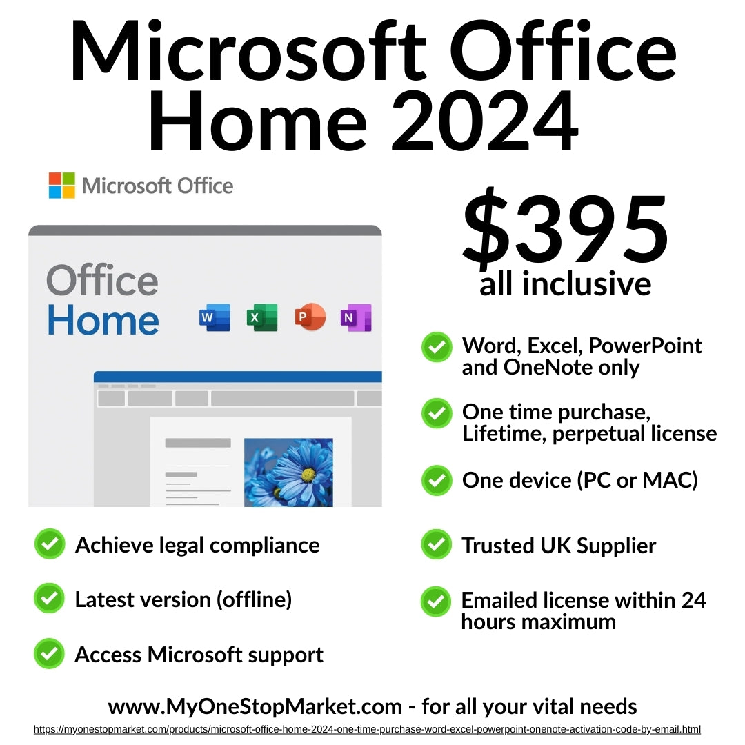 Microsoft Office Home 2024 | One-Time Purchase | Word, Excel, Powerpoint and OneNote | Activation code by email