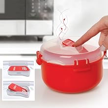 Sistema Microwave Round Bowl | 915 ml Food Container with Steam Release Vent | BPA-Free | Red/Clear - Free Postage Worldwide!