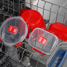 Sistema Microwave Round Bowl | 915 ml Food Container with Steam Release Vent | BPA-Free | Red/Clear - Free Postage Worldwide!