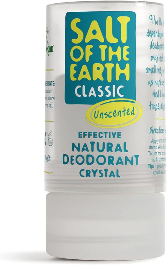 Salt of the Earth - Natural Deodorant Crystal Classic - Effective Crystal Deodorant, Fragrance Free, Vegan, cruelty Free - Suitable for Women, Men, and Kids - 90g - Free Postage Worldwide!