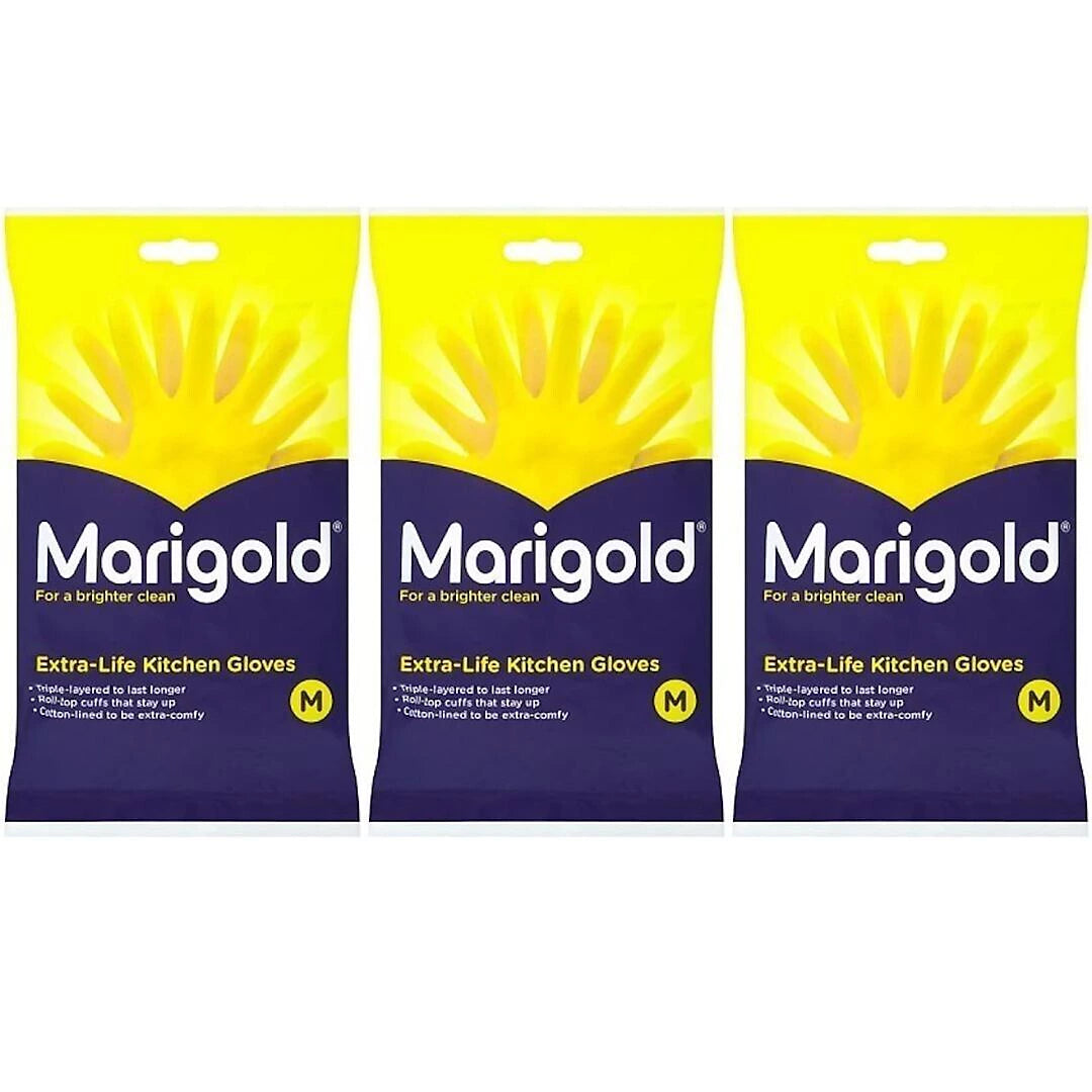 MARIGOLD Extra Life kitchen Glove, Medium Size (Pack of 3) - Free Shipping Worldwide
