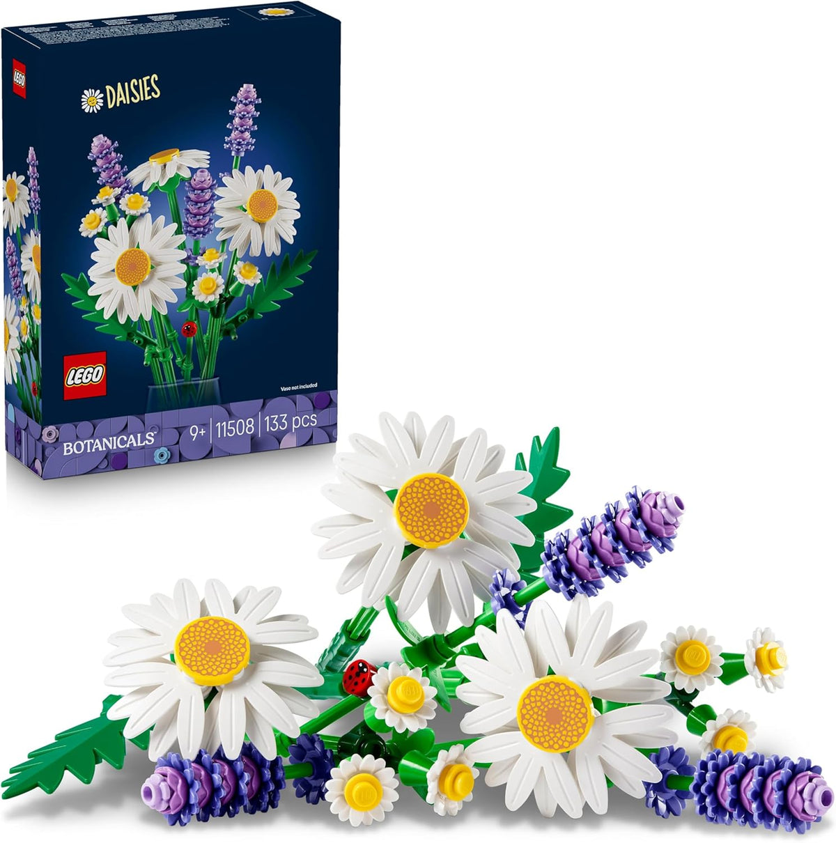 LEGO Botanicals Daisies - Artificial Flower Bouquet w/Faux Daisies & Lavender - DIY Kids' Bedroom Decor - Birthday Gift for 9+ Year Old Girls & Adult Flower Lovers - Free Shipping Worldwide