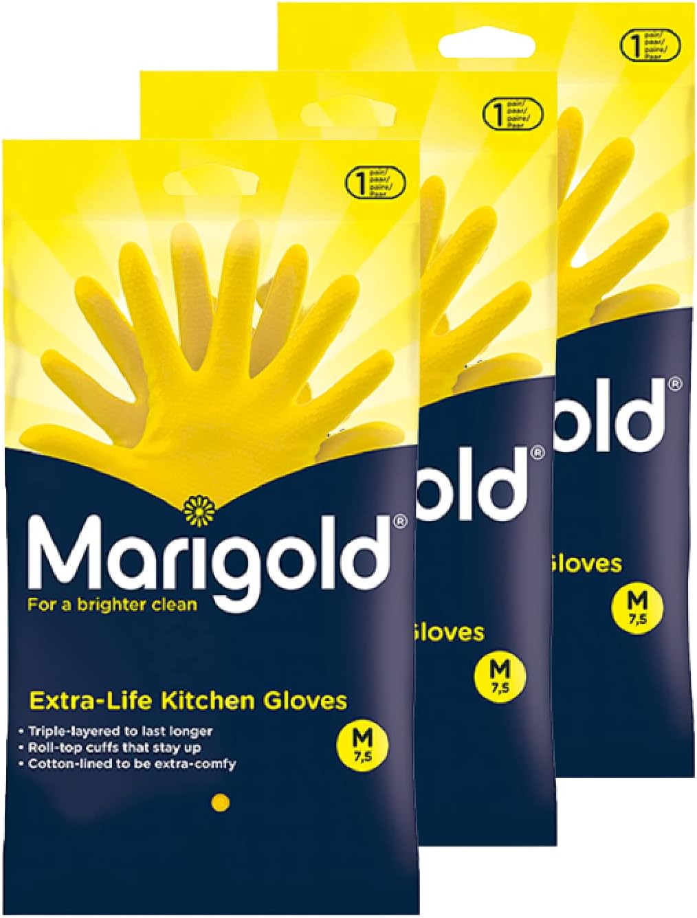MARIGOLD Extra Life kitchen Glove, Medium Size (Pack of 3) - Free Shipping Worldwide