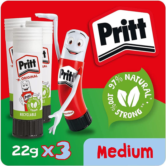 Pritt Stick Glue Stick 22g (Pack of 3); Free Shipping Worldwide