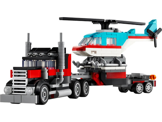 LEGO Creator 3in1 (270 pieces) Flatbed Truck with Helicopter Toy to Propeller Plane and Fuel Lorry to Hot Rod and SUV Car Toys for 7 Plus Year Old Boys, Girls and Kids who Love Cool Vehicles - Free Postage Worldwide!