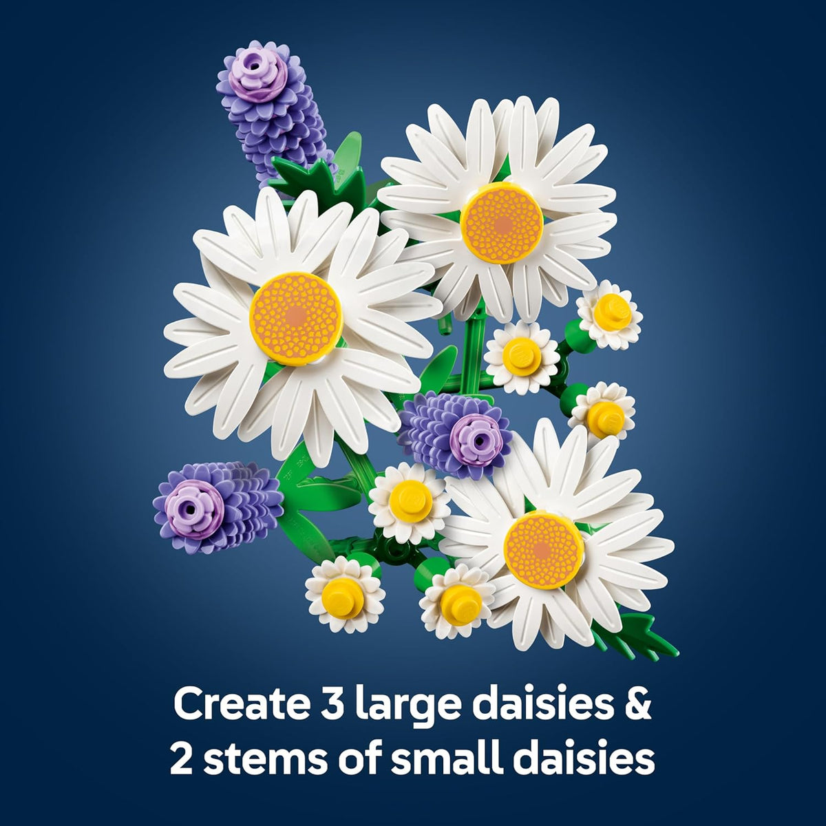 LEGO Botanicals Daisies - Artificial Flower Bouquet w/Faux Daisies & Lavender - DIY Kids' Bedroom Decor - Birthday Gift for 9+ Year Old Girls & Adult Flower Lovers - Free Shipping Worldwide