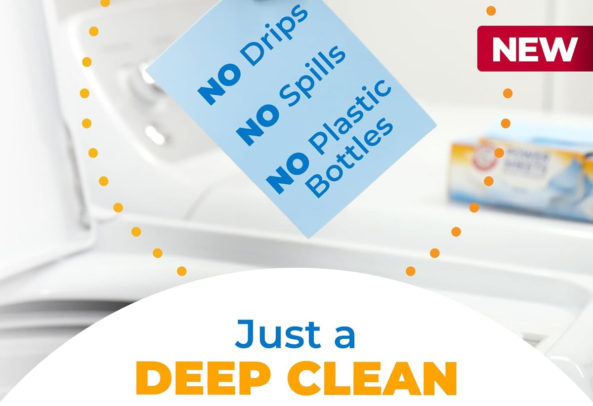 Arm and Hammer Power Sheets Laundry Detergent, Fresh Linen Laundry Sheets 50ct, up to 100 Small Loads, Ultraconcentrated Washing Detergent for deep clean, Laundry Detergent Sheets for Washing Machine | Free Shipping Worldwide