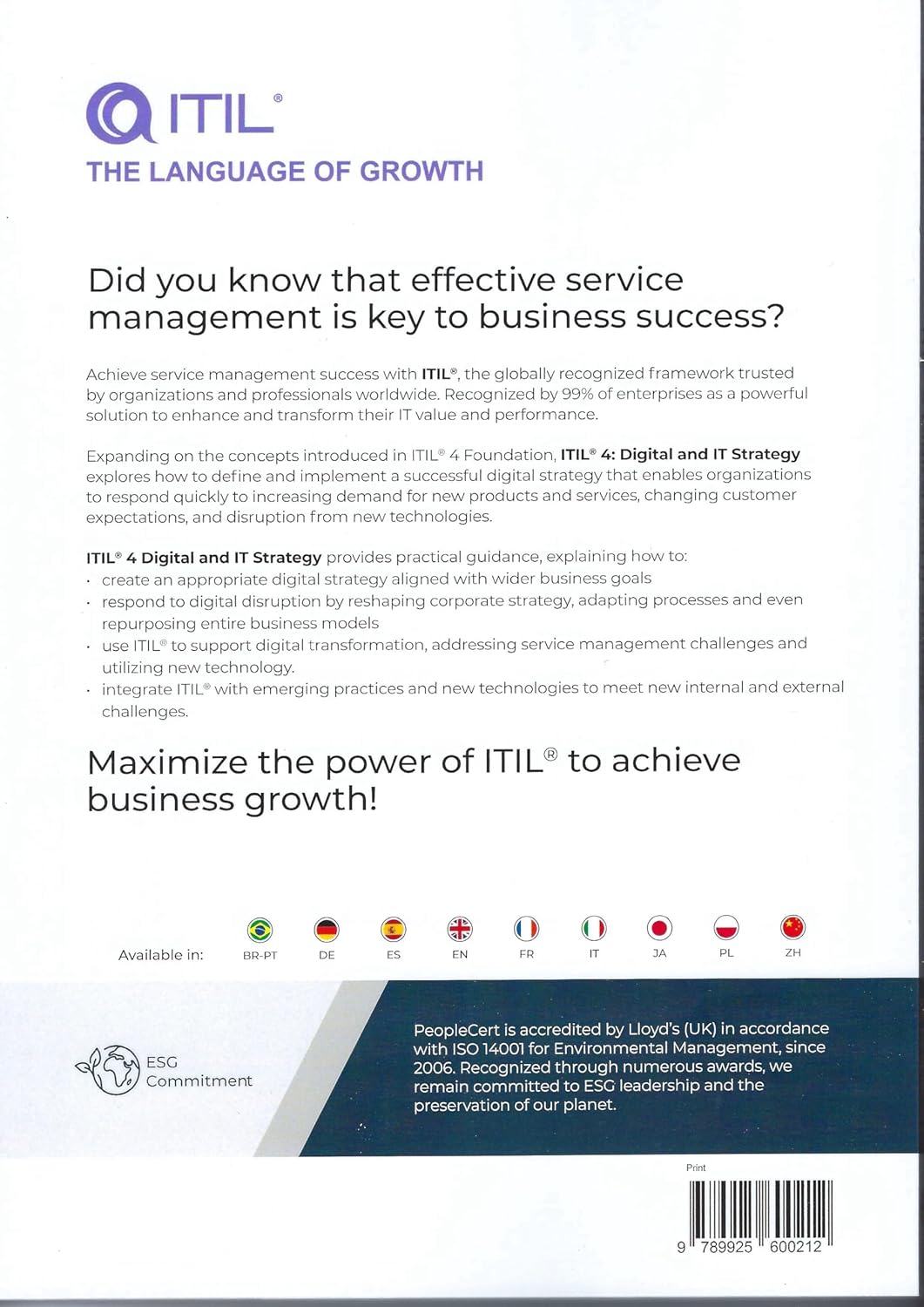 ITIL® 4: Digital and IT Strategy - Guidance Manual (Latest Version) Paperback - Free Postage Worldwide