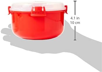 Sistema Microwave Round Bowl | 915 ml Food Container with Steam Release Vent | BPA-Free | Red/Clear - Free Postage Worldwide!