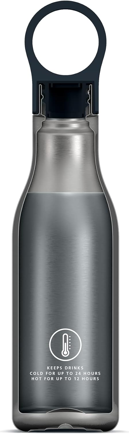 Joseph Joseph Loop- Stainless-steel Vacuum Insulated Water Bottle / Flask, 500ml, Blue - Free Shipping Worldwide