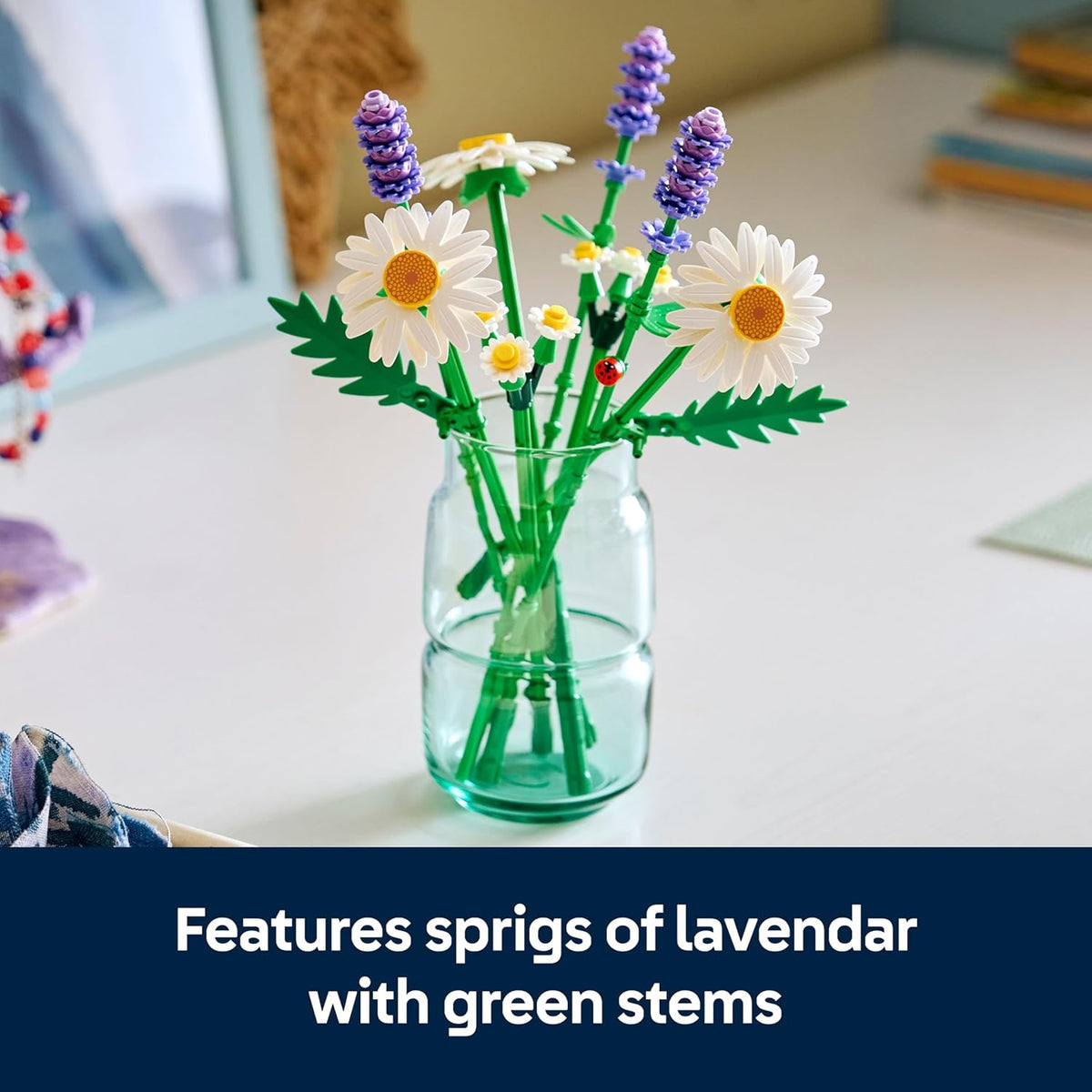 LEGO Botanicals Daisies - Artificial Flower Bouquet w/Faux Daisies & Lavender - DIY Kids' Bedroom Decor - Birthday Gift for 9+ Year Old Girls & Adult Flower Lovers - Free Shipping Worldwide