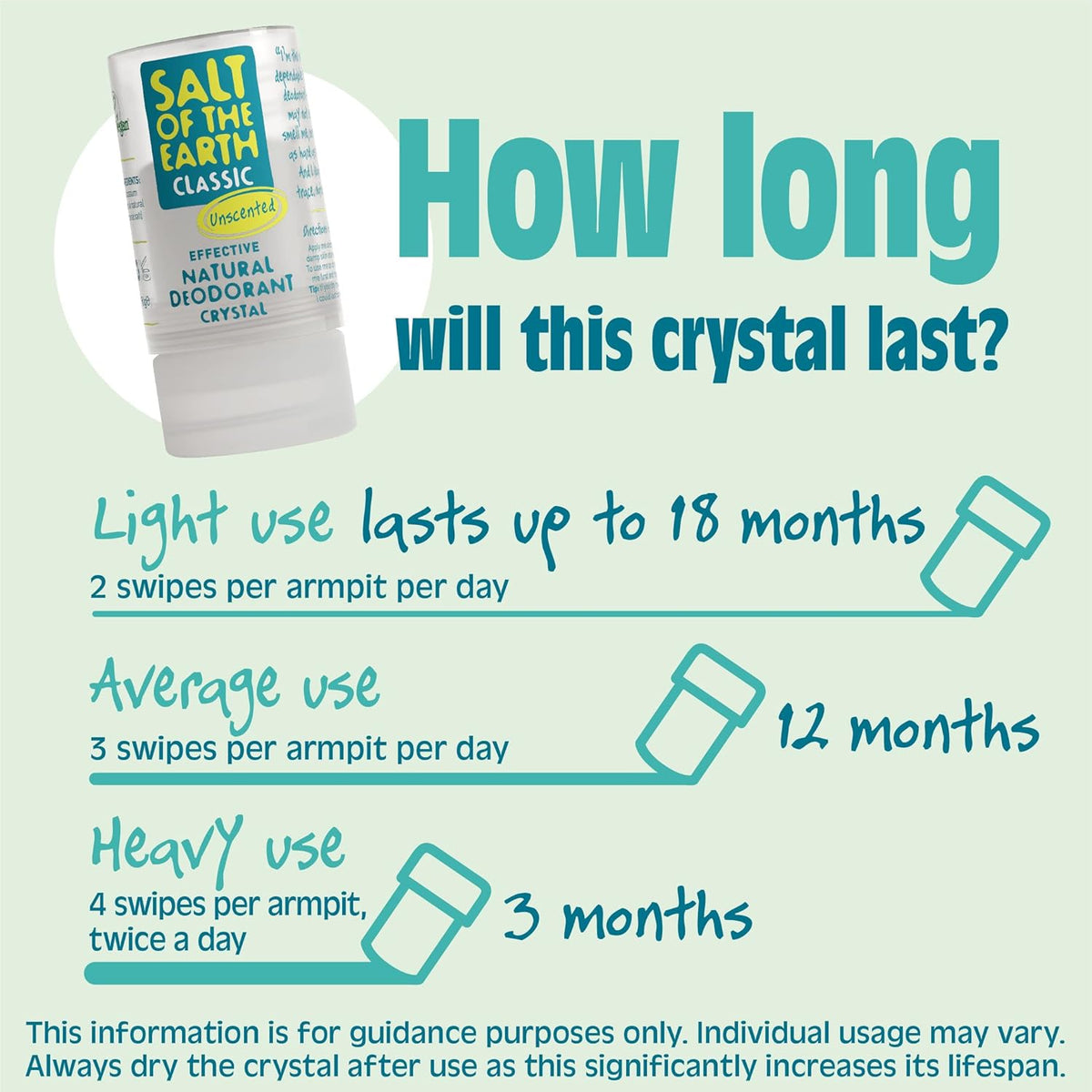 Salt of the Earth - Crystal Deodorant Classic - Free Shipping Worldwide