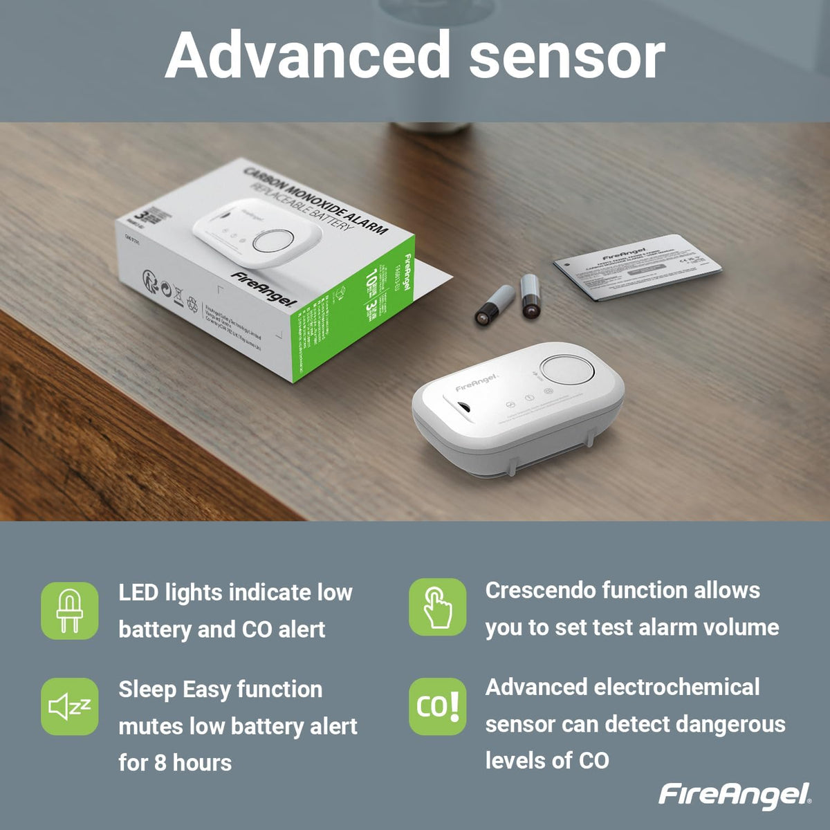FireAngel Carbon Monoxide Alarm and Detector - FA6813 10-Year Sensor Life CO Alarm for Home with AA Batteries - Travel, Portable Carbon Monoxide Detector - CO Detector Monitor with Test Button, Single - Free Shipping Worldwide
