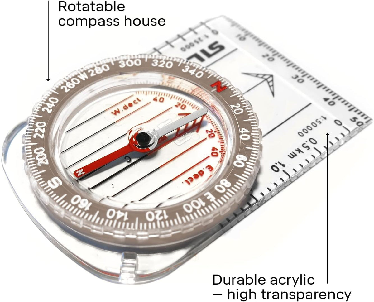 Silva Outdoor Compass (Made in Sweden) Classic, Map Scales 1:25k and 1:50k, Rotating Compass Case, Hiking Compass, Walking Compass - Free Shipping Worldwide