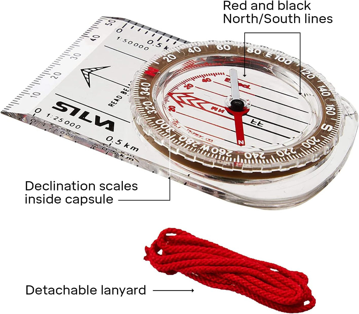 Silva Outdoor Compass (Made in Sweden) Classic, Map Scales 1:25k and 1:50k, Rotating Compass Case, Hiking Compass, Walking Compass - Free Shipping Worldwide
