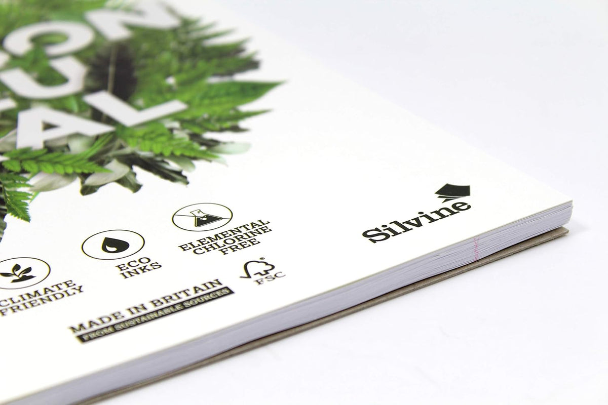 Silvine A4 (Pack of 5) Carbon Neutral Wirebound Notebook - Lined with Margin, 120 Pages of Premium CO2 Neutral Paper, White - Free Shipping Worldwide