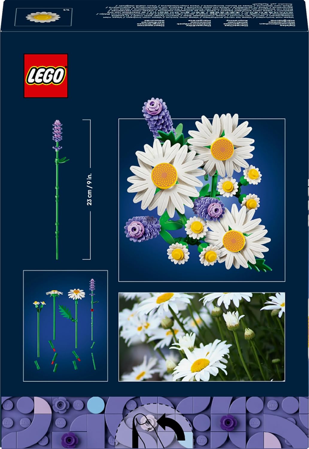 LEGO Botanicals Daisies - Artificial Flower Bouquet w/Faux Daisies & Lavender - DIY Kids' Bedroom Decor - Birthday Gift for 9+ Year Old Girls & Adult Flower Lovers - Free Shipping Worldwide
