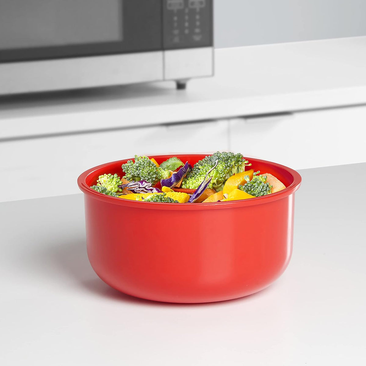 Sistema Microwave Round Bowl | 915 ml Food Container with Steam Release Vent | BPA-Free | Red/Clear - Free Postage Worldwide!