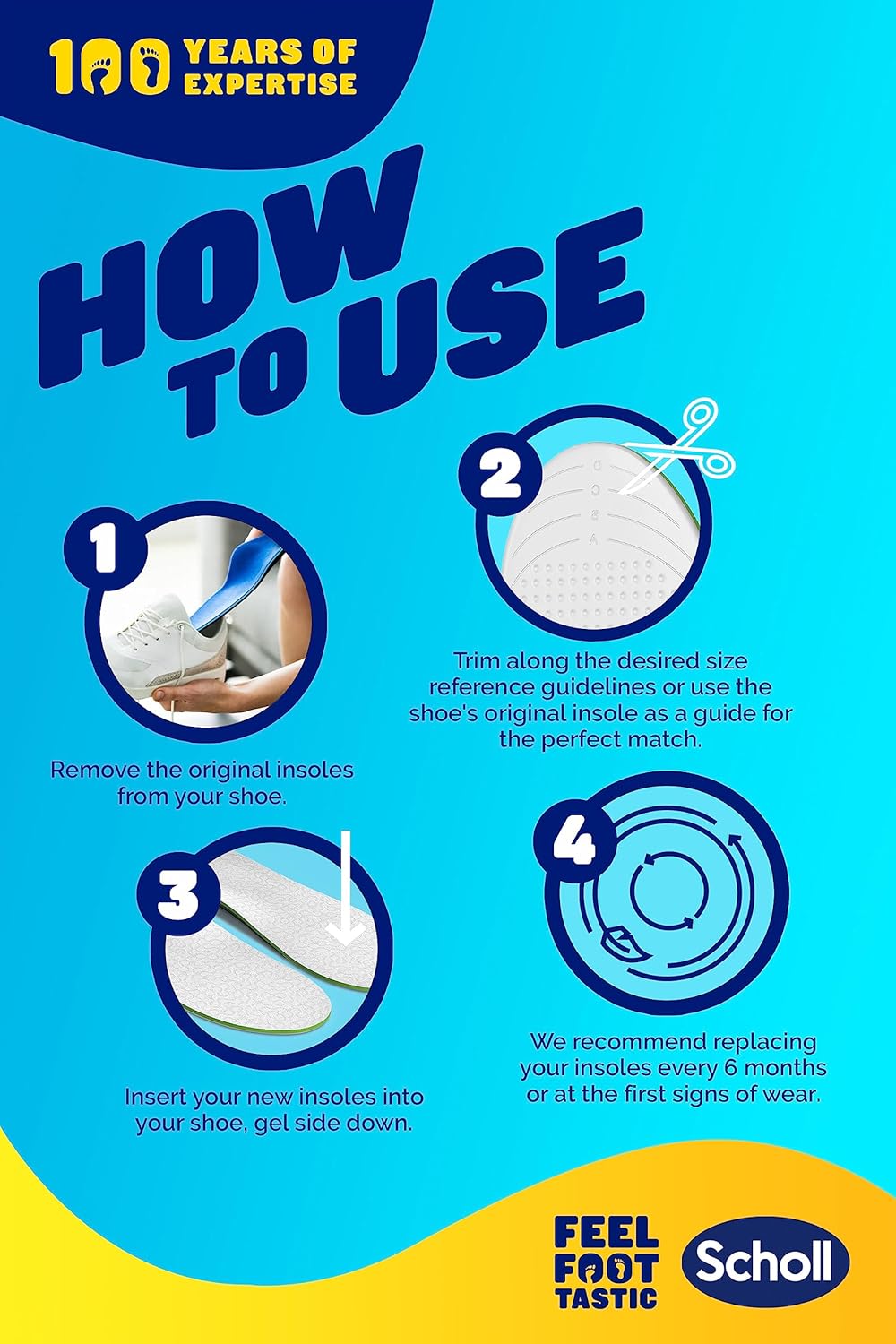 Scholl LiquiFlex Extra Support Insoles provide cushioning, arch support, shock absorption, and odor control for comfortable everyday wear, especially for men with high arches - Free Shipping Worldwide