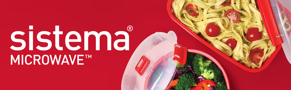 Sistema Microwave Round Bowl | 915 ml Food Container with Steam Release Vent | BPA-Free | Red/Clear - Free Postage Worldwide!