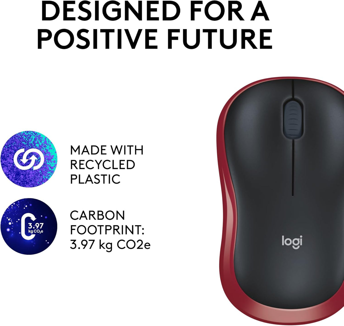 Logitech M185 Wireless Mouse, 2.4GHz with USB Mini Receiver, 12-Month Battery Life, 1000 DPI Optical Tracking, Ambidextrous, Compatible with PC, Mac, Laptop - Red - Free Shipping Worldwide